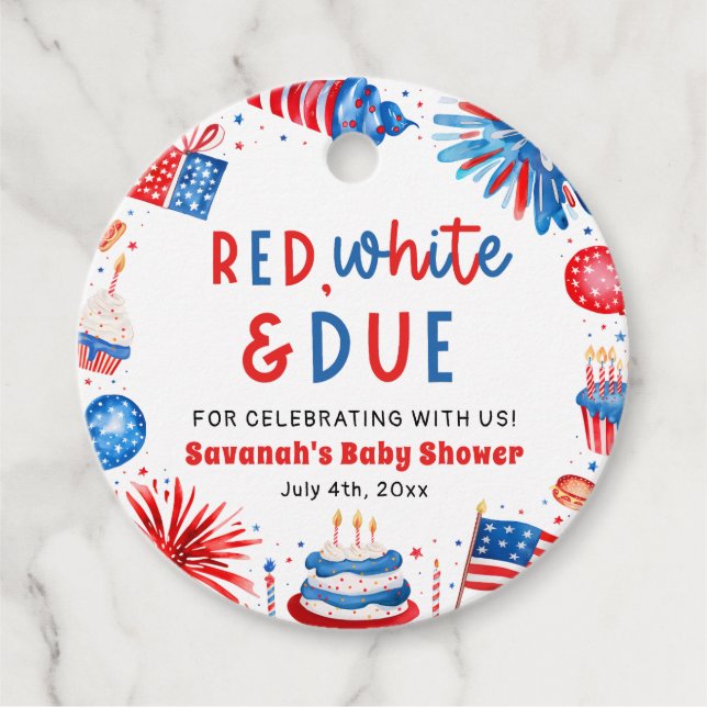 4th of July Red White Blue Birthday Thank You Geschenkanhänger (Vorderseite)