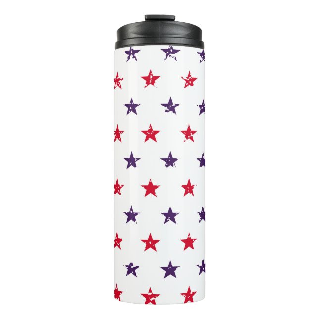 4th of July Stars Grunge Abstract Seamless Pattern Thermosbecher (Vorderseite)