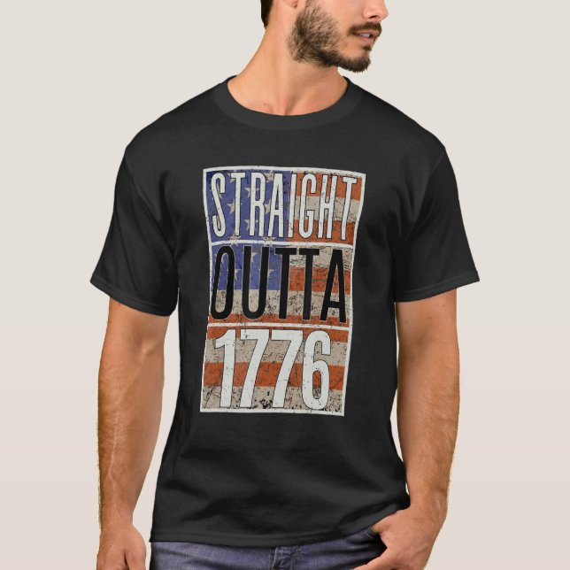 4th of July Straight Outta 1776 US Flag  America T-Shirt (Vorderseite)