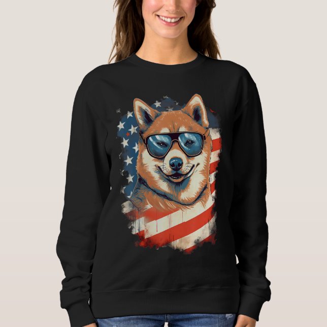 4th Of July US Flag Akita Dog 2 Sweatshirt (Vorderseite)