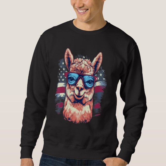4th Of July US Flag Alpaca Sweatshirt (Vorderseite)