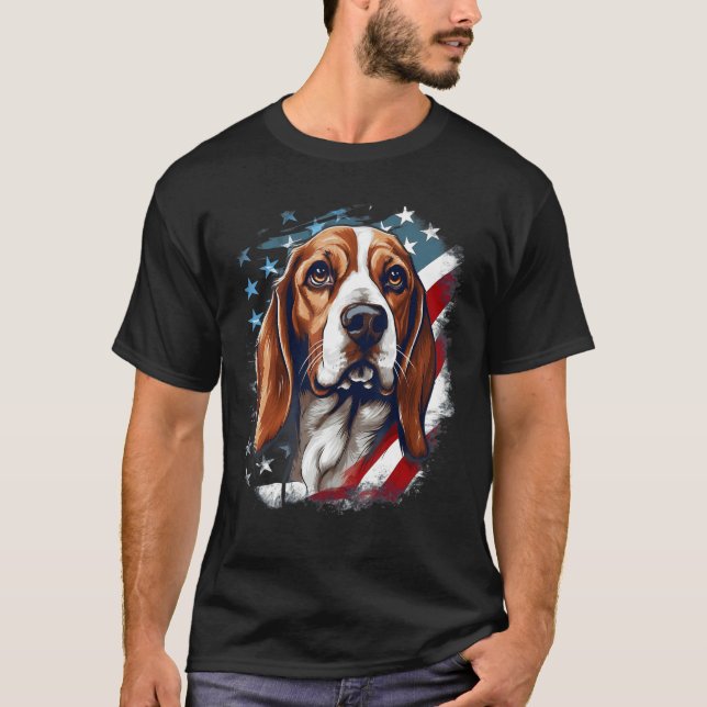 4th Of July US Flag Beagle Dog 1 T-Shirt (Vorderseite)
