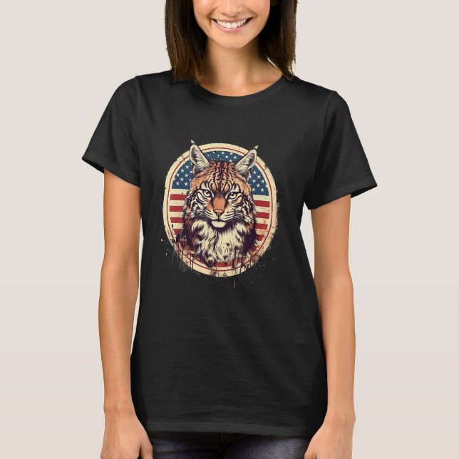 4th Of July US Flag Bobcat T-Shirt (Vorderseite)