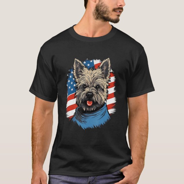4th Of July US Flag Cairn Terrier Dog T-Shirt (Vorderseite)