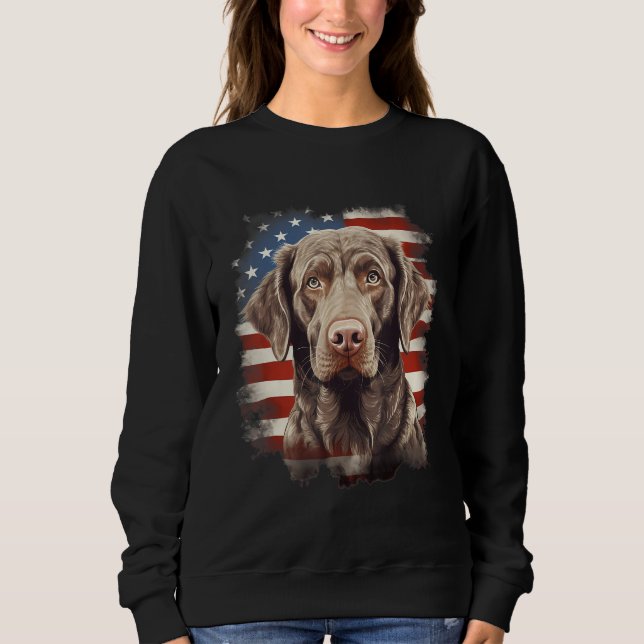 4th Of July US Flag Chesapeake Bay Retriever Dog 1 Sweatshirt (Vorderseite)