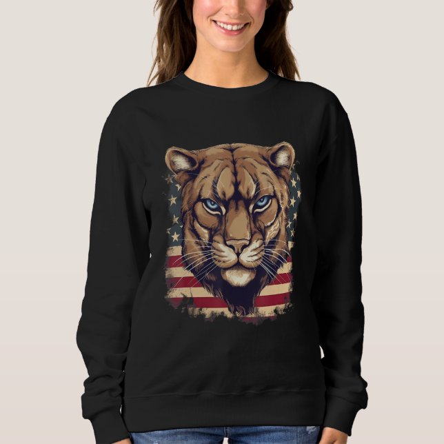 4th Of July US Flag Cougar Sweatshirt (Vorderseite)