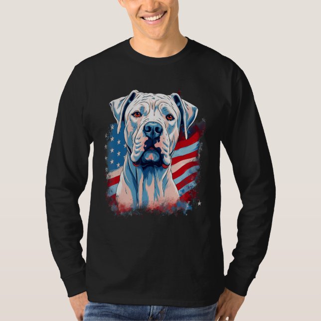 4th Of July US Flag Dogo Argentino Dog 1 T-Shirt (Vorderseite)