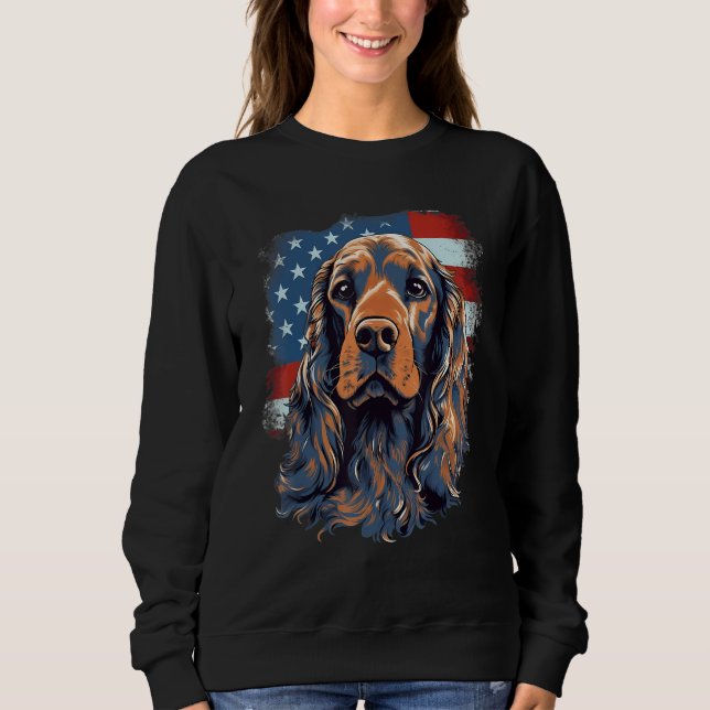4th Of July US Flag English Cocker Spaniel Dog Sweatshirt (Vorderseite)