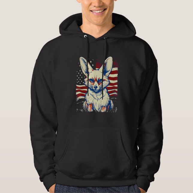 4th Of July US Flag Fennec Fox Hoodie (Vorderseite)