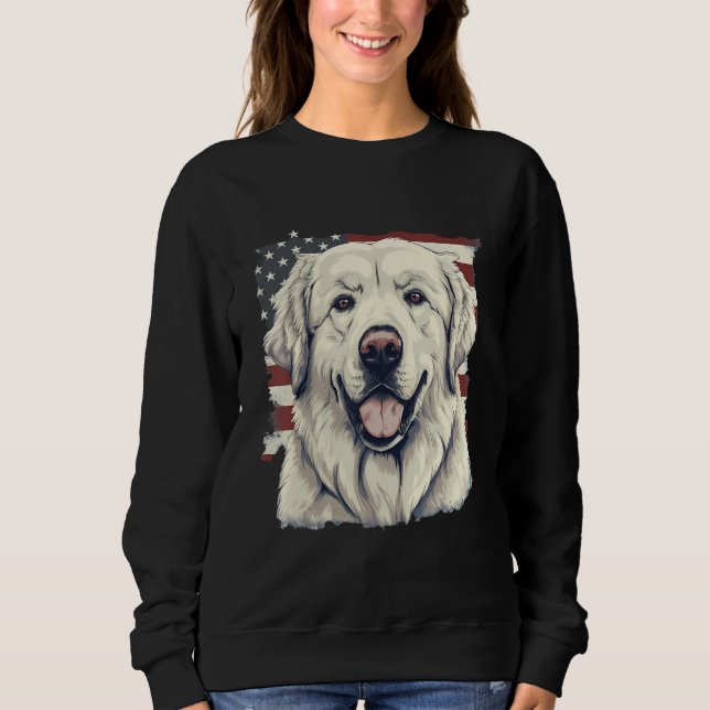 4th Of July US Flag Great Pyrenees Dog 1 Sweatshirt (Vorderseite)