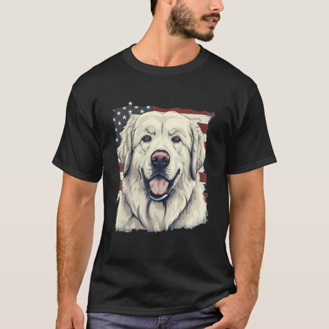 4th Of July US Flag Great Pyrenees Dog 1 T-Shirt (Vorderseite)