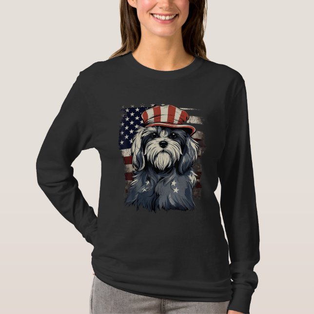 4th Of July US Flag Havanese Dog T-Shirt (Vorderseite)