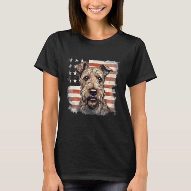 4th Of July US Flag Irish Terrier Dog T-Shirt (Vorderseite)
