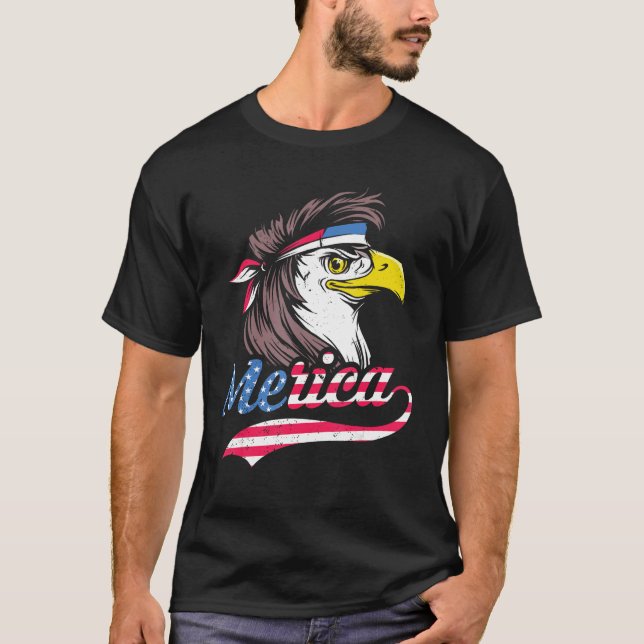4th Of July US Flag Patriotic Eagle Of Freedom Mer T-Shirt (Vorderseite)