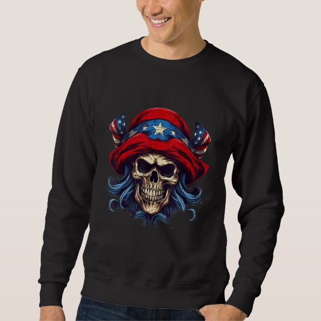 4th Of July US Flag Pirate Sweatshirt (Vorderseite)