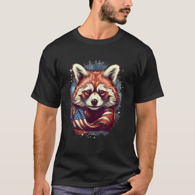 4th Of July US Flag Red Panda 2 T-Shirt (Vorderseite)