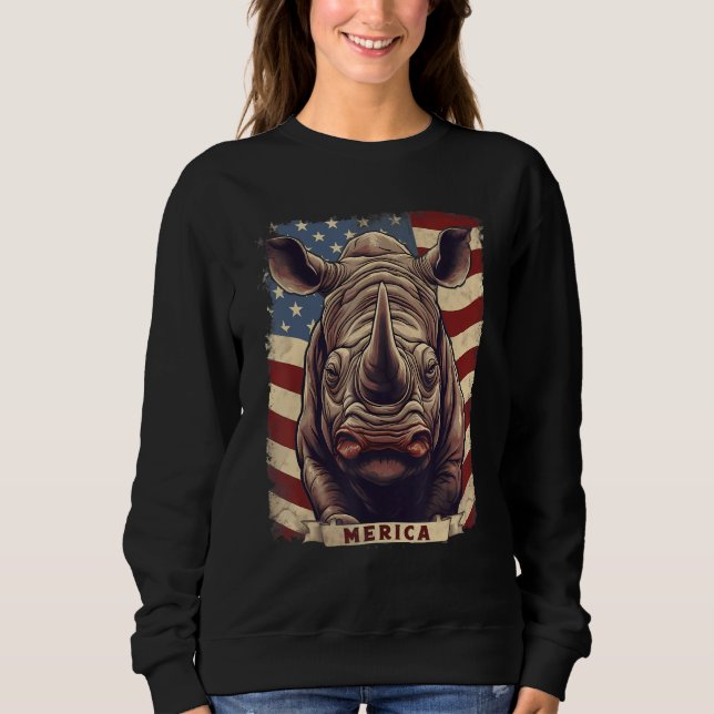 4th Of July US Flag Rhino Sweatshirt (Vorderseite)