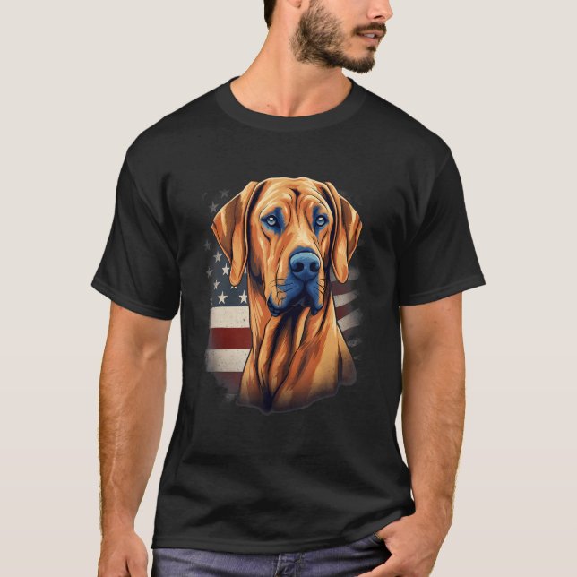 4th Of July US Flag Rhodesian Ridgeback Dog 1 T-Shirt (Vorderseite)