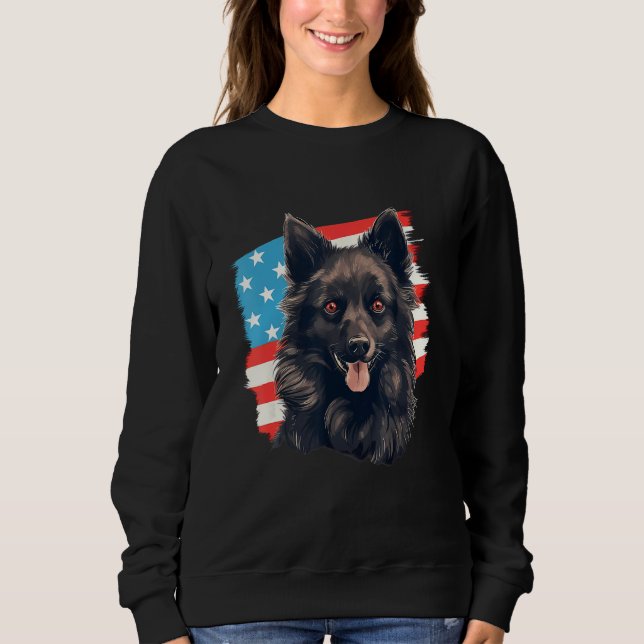 4th Of July US Flag Schipperke Dog 1 Sweatshirt (Vorderseite)