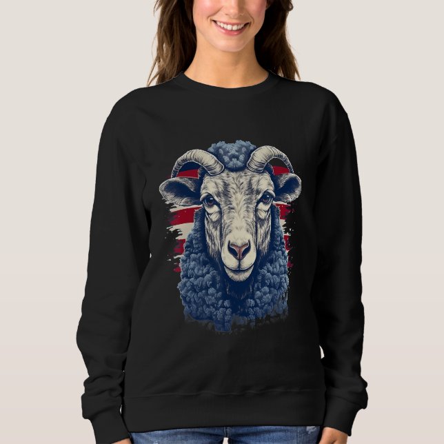 4th Of July US Flag Sheep Sweatshirt (Vorderseite)