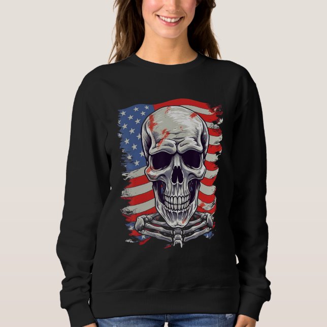 4th Of July US Flag Skeleton Sweatshirt (Vorderseite)