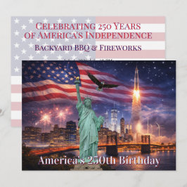4th of July USA 250th Statue of Liberty Rocket Einladung