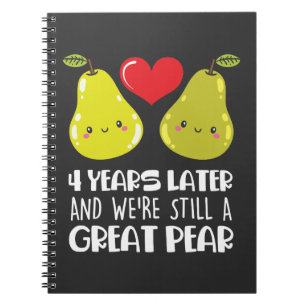 4th Wedding Anniversary Gift Married Couple Pear Notizblock