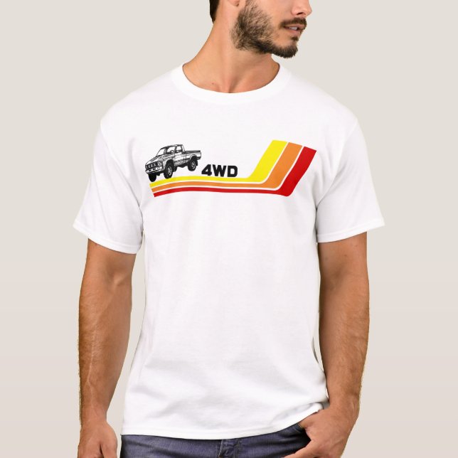 4WD 80er LKW Streifen T-Shirt (Vorderseite)