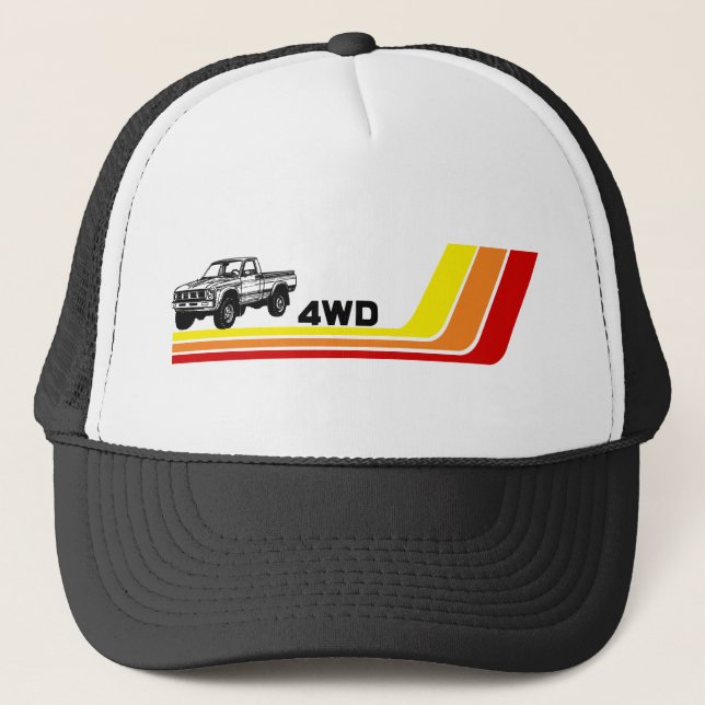 4WD 80er LKW Streifen Truckerkappe (Vorderseite)