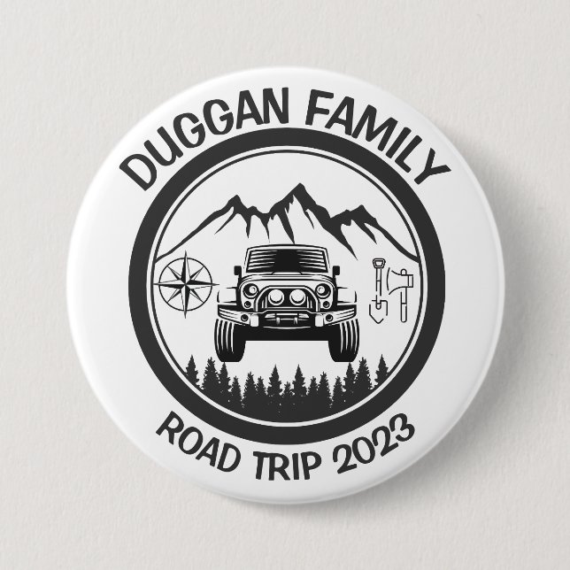 4x4-Familientrip Personalisierter benutzerdefinier Button (Vorderseite)