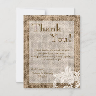4x5 Carte de remerciements PLAT Burlap Pays de den