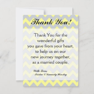 4x5 Carte de remerciements PLAT Chevron Jaune et g