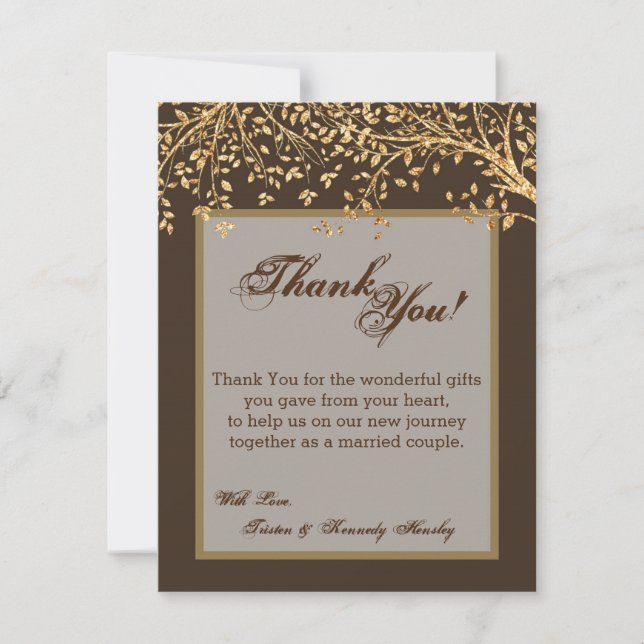 4x5 Carte de remerciements PLAT Gold Foil Automne  (Devant)