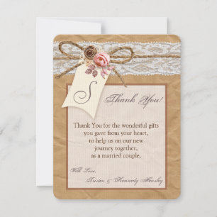 4x5 Carte de remerciements PLAT Kraft papier dente