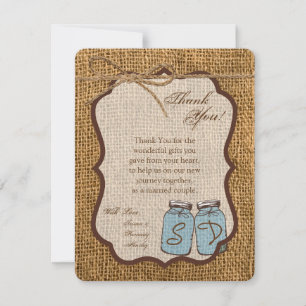 4x5 Carte de remerciements PLAT Mason Jar Burlap P