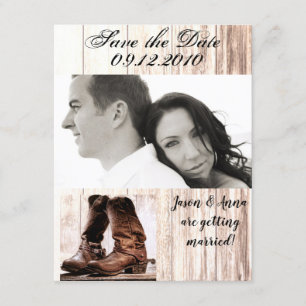 4x5 Enregistrer la carte Date Boots Pays Rustic We