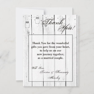 4x5 FLAT Carte de remerciements Mason Jar Lumières