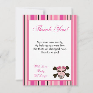 4x5 FLAT Danke Card Girly Girl Pink Punk Skull