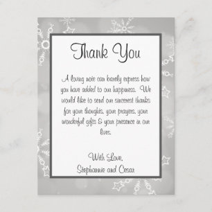 4x5 FLAT Danke Card Gray Snowflakes Einladung