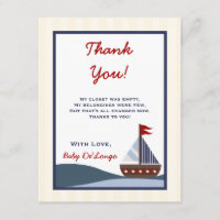 4x5 FLAT Danke Karte Ahoy Mate Sailboat Whale