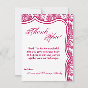 4x5 FLAT Danke Karte Fusia White Damask Lace Pr