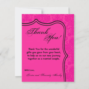4x5 FLAT Danke Karte Hot Pink Black Damask Lace