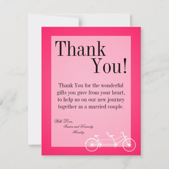 4x5 FLAT Danke Karte Hot Pink Black Double Bike (Vorderseite)