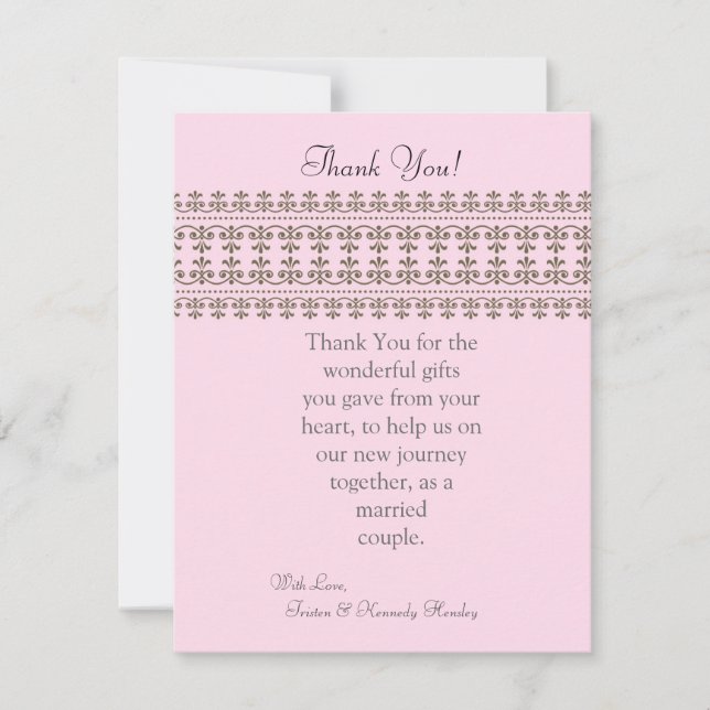4x5 FLAT Danke Karte Pink Lace Floral (Vorderseite)