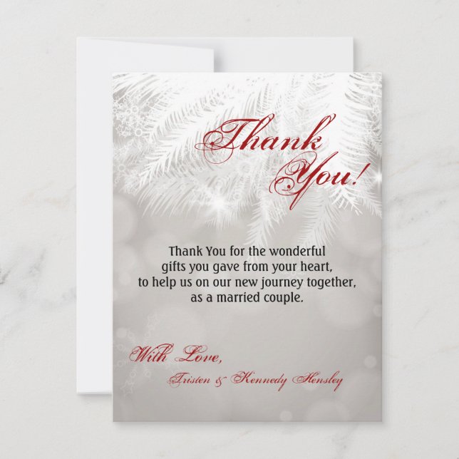 4x5 FLAT Danke Karte Winter White Pine Tree Nee (Vorderseite)