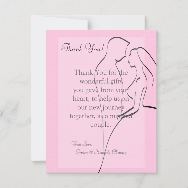 4x5 FLAT Vielen Dank Card Bridge & Groom Pink Dankeskarte (Vorderseite)