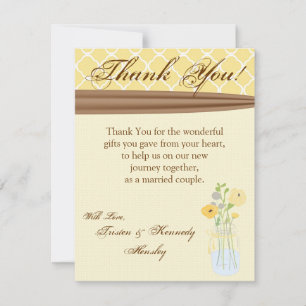 4x5 FLAT Vielen Dank Card Country Mason Jar Blume Dankeskarte