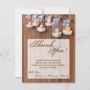 4x5 FLAT Vielen Dank Card Mason Jar Candle Lights  Dankeskarte