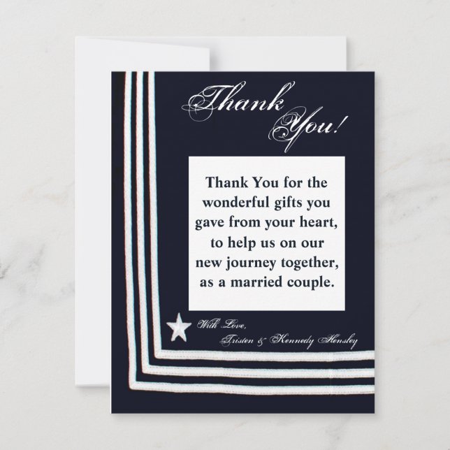 4x5 FLAT Vielen Dank Card Navy Sommerkleid Blues Dankeskarte (Vorderseite)