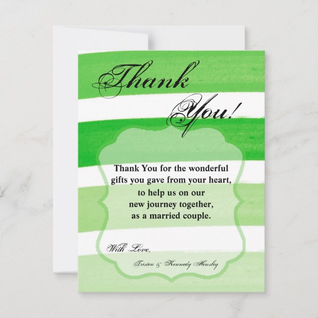4x5 FLAT Vielen Dank Card Ombre Stripe Green Line Dankeskarte (Vorderseite)